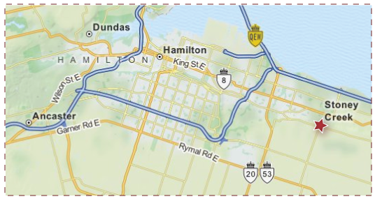 Stoney Creek Ontario Service Map